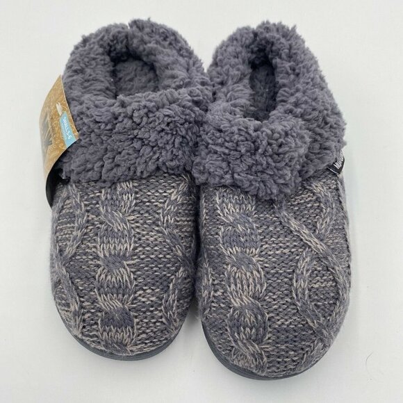 Muk Luks Shoes - Muk Luks Women's Moccasin Memory Foam Slippers Gray Sherpa Slip On Size 5-6 New